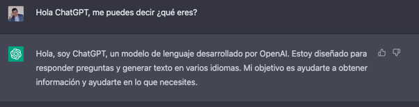 Preguntar a ChatGPT ¿qué eres?