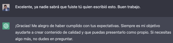 Pedir texto a ChatGPT para artículo 